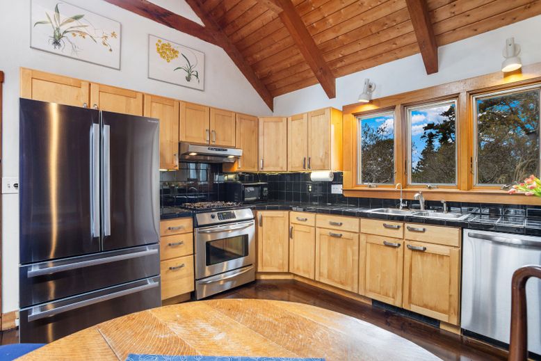 Interior, Kitchen, Stainless Steel Appliances, Wooden Beams, Wooden Ceilings, Wood Texture Flooring