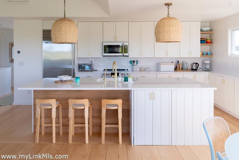 Interior, Kitchen, Pendant Lights, Stainless Steel Appliances, Wood Texture Flooring