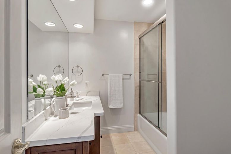 Bathroom, Glass Shower, Interior, Recessed Lighting