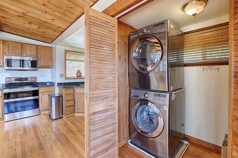 Interior, Kitchen, Utility Closets, Washer, Wooden Ceilings, Wood Texture Flooring