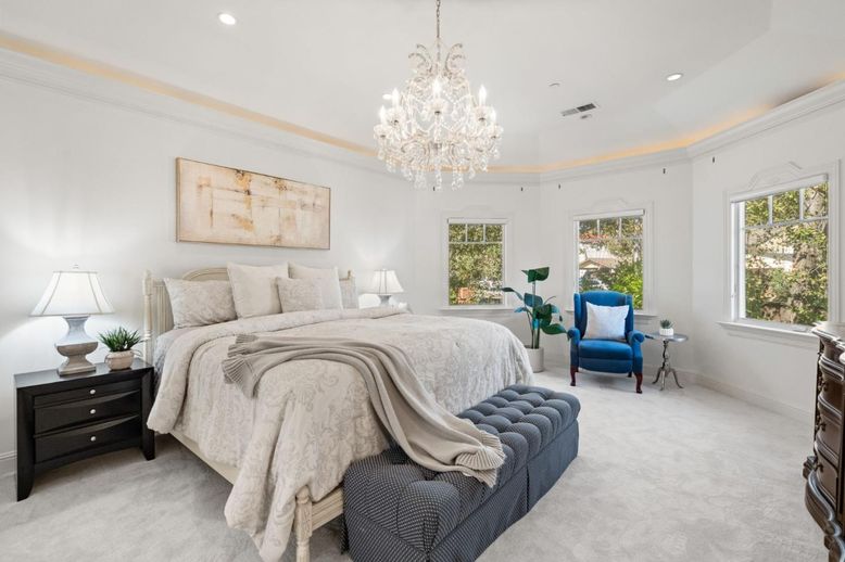 Bedroom, Chandelier, Interior, Recessed Lighting