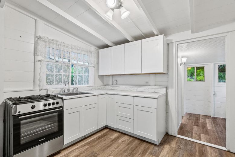 Interior, Kitchen, Stainless Steel Appliances, Wood Texture Flooring
