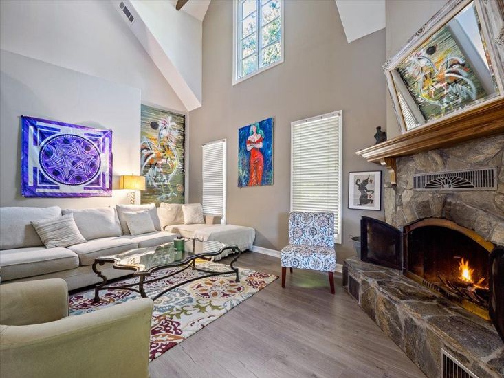Fireplace, Interior, Living room, Wood Texture Flooring