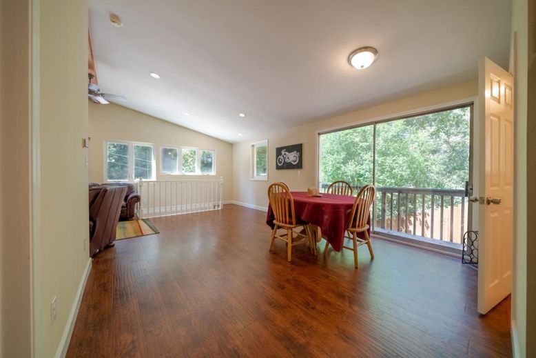 Dining room, Interior, Recessed Lighting, Wood Texture Flooring