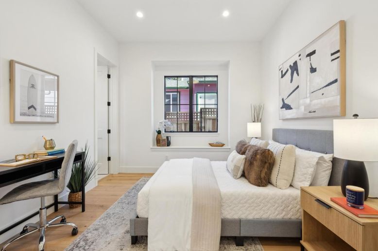 Bedroom, Home Office, Interior, Recessed Lighting, Wood Texture Flooring