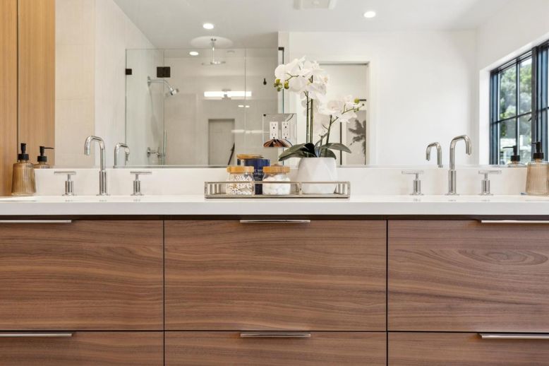 Bathroom, Dual Sink Vanities, Glass Shower, Interior, Recessed Lighting