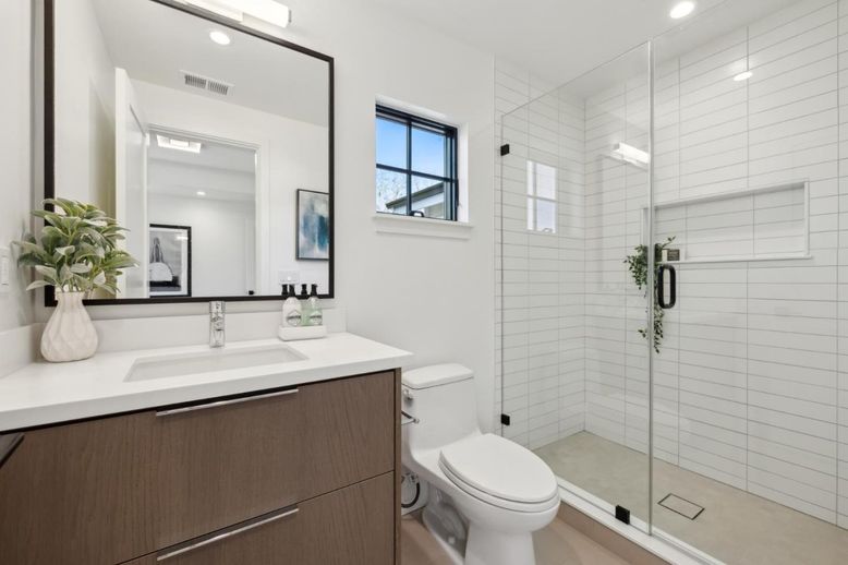 Bathroom, Glass Shower, Interior, Recessed Lighting