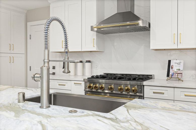 Interior, Kitchen, Marble Walls, Stainless Steel Appliances