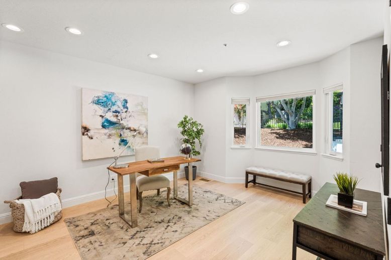 Home Office, Interior, Recessed Lighting, Wood Texture Flooring