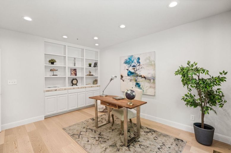 Home Office, Interior, Recessed Lighting, Wood Texture Flooring