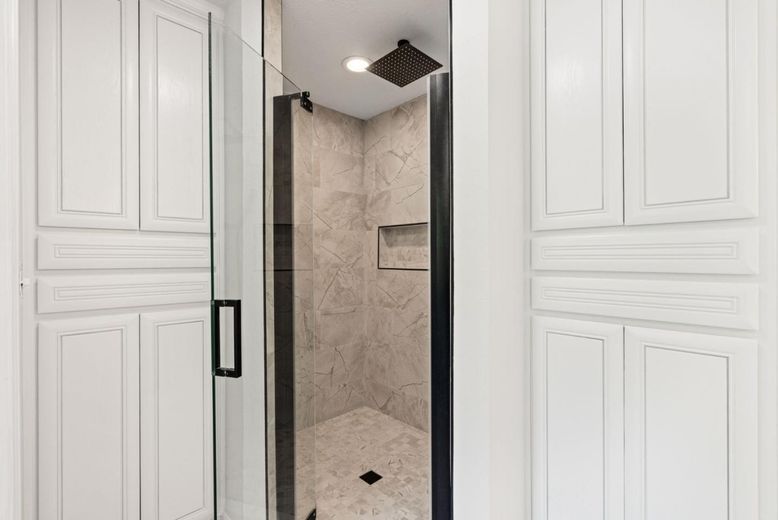 Bathroom, Glass Shower, Interior, Marble Walls