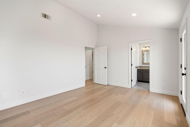 Bathroom, Empty room, Interior, Recessed Lighting, Wood Texture Flooring