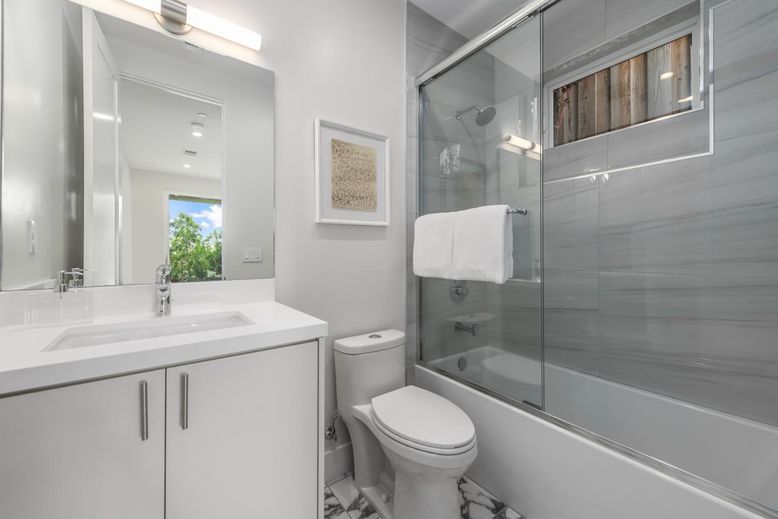 Bathroom, Glass Shower, Interior, Recessed Lighting
