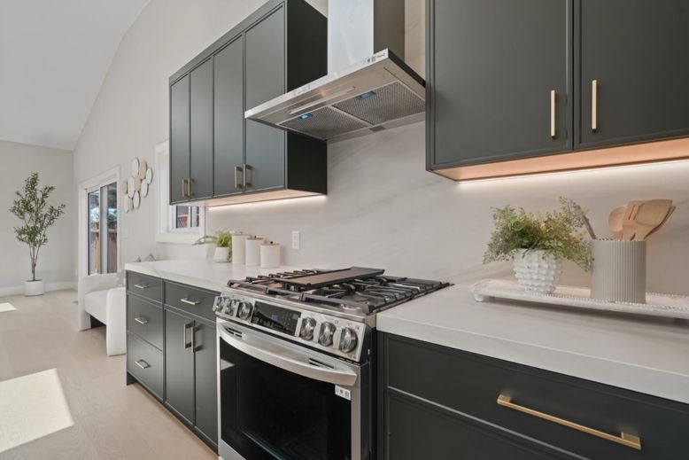 Interior, Kitchen, Stainless Steel Appliances, Wood Texture Flooring