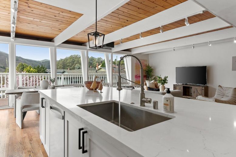 Interior, Kitchen, Pendant Lights, Wooden Ceilings, Wood Texture Flooring