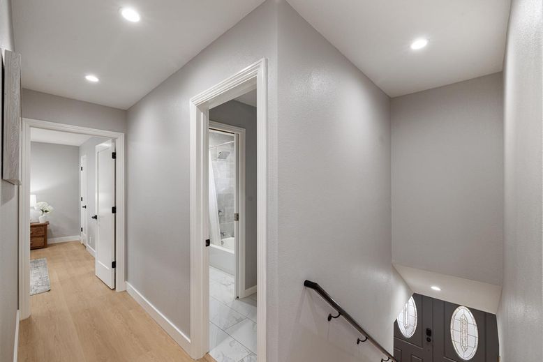 Interior, Marble, Recessed Lighting, Wood Texture Flooring