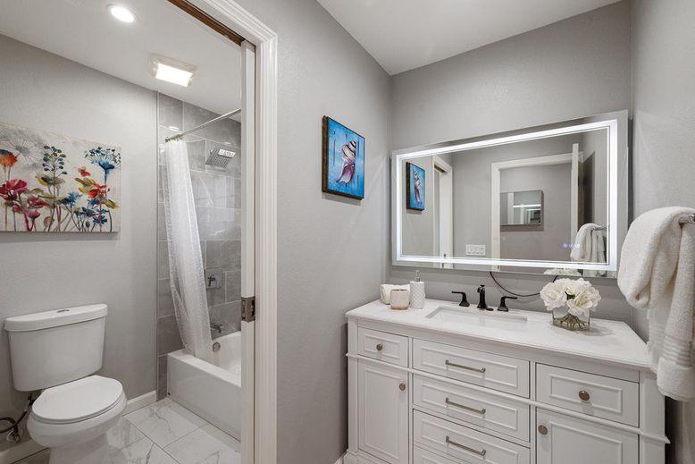 Bathroom, Glass Shower, Interior, Marble, Recessed Lighting