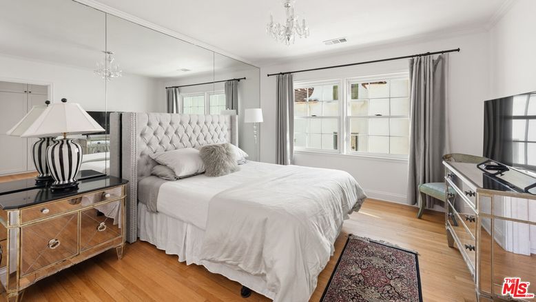 Bedroom, Chandelier, Interior, Wood Texture Flooring