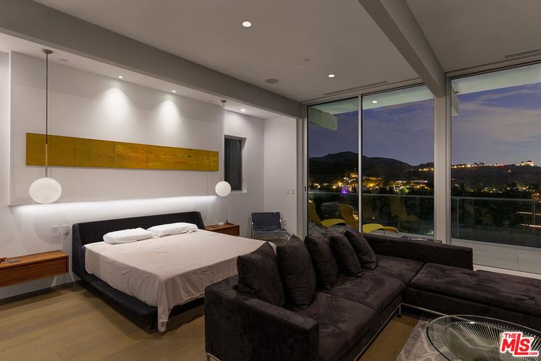 Bedroom, Interior, Pendant Lights, Recessed Lighting, Wood Texture Flooring