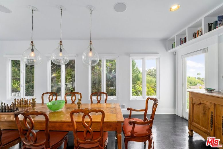 Dining room, Interior, Pendant Lights, Recessed Lighting, Wood Texture Flooring