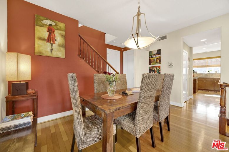 Dining room, Interior, Pendant Lights, Recessed Lighting, Wood Texture Flooring