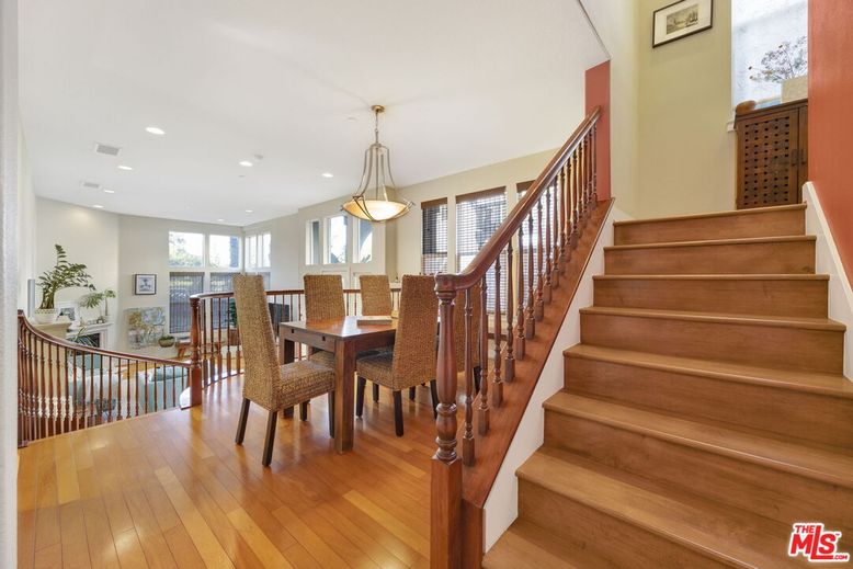 Dining room, Interior, Pendant Lights, Recessed Lighting, Wood Texture Flooring