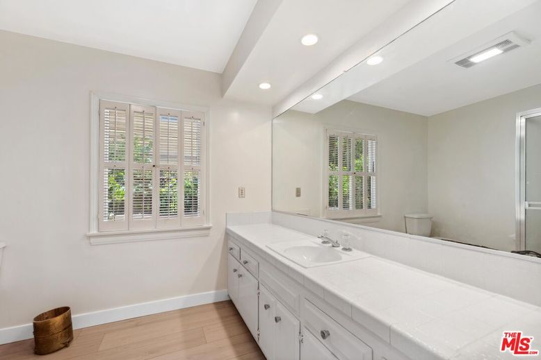 Bathroom, Interior, Recessed Lighting, Tile Countertops, Wood Texture Flooring