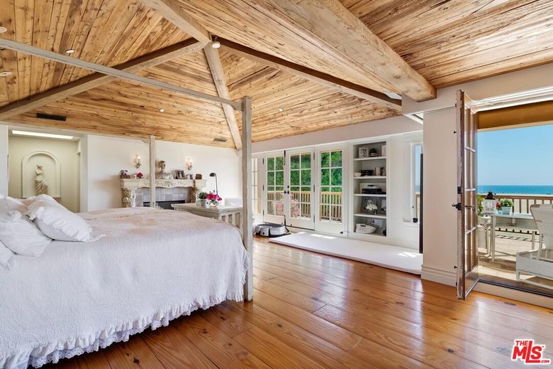 Bedroom, Fireplace, Interior, Water, Wooden Beams, Wooden Ceilings, Wood Texture Flooring