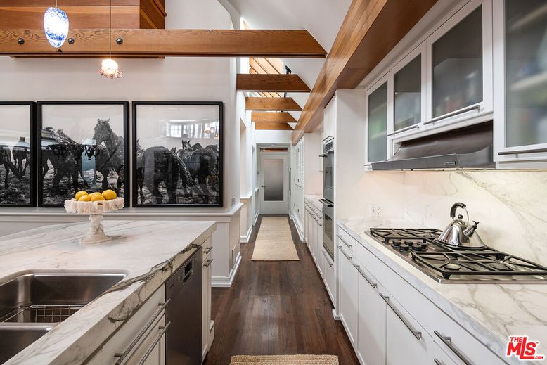 Interior, Kitchen, Pendant Lights, Wooden Beams, Wood Texture Flooring