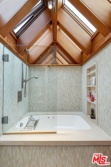 Bathroom, Glass Shower, Interior, Wooden Beams, Wooden Ceilings