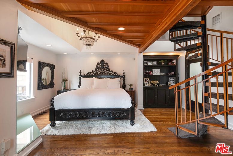 Bedroom, Chandelier, Interior, Recessed Lighting, Wooden Beams, Wooden Ceilings, Wood Texture Flooring