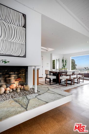 Dining room, Fireplace, Interior, Recessed Lighting