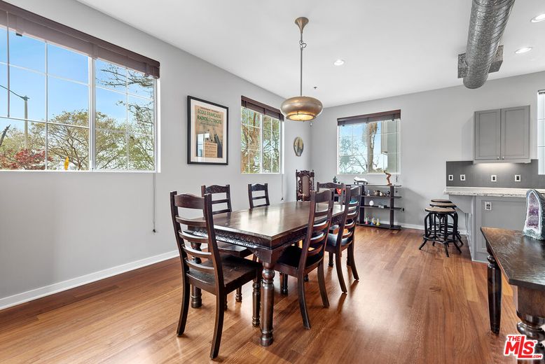 Dining room, Interior, Pendant Lights, Recessed Lighting, Wood Texture Flooring