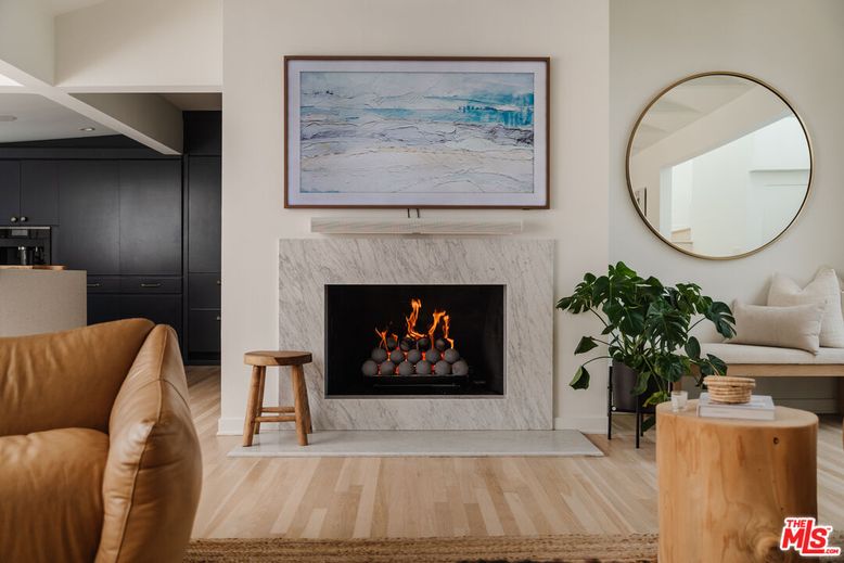 Fireplace, Interior, Recessed Lighting, Wood Texture Flooring