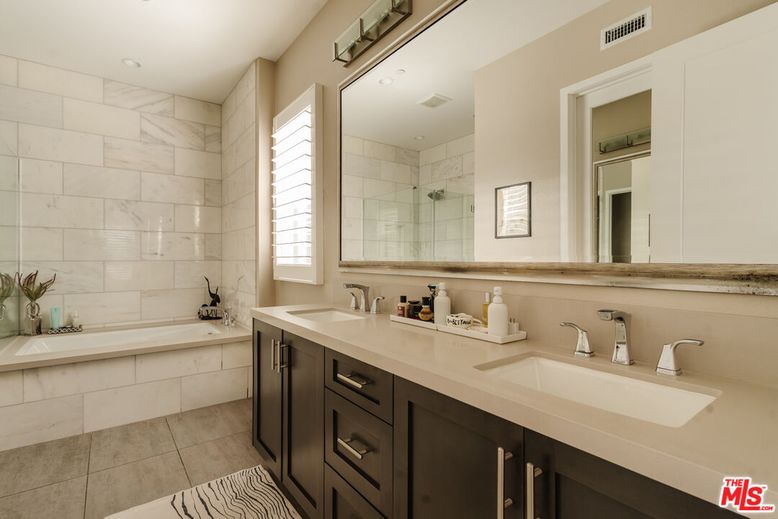Bathroom, Dual Sink Vanities, Interior, Marble Walls, Recessed Lighting