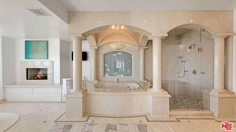 Bathroom, Fireplace, Glass Shower, Interior, Recessed Lighting