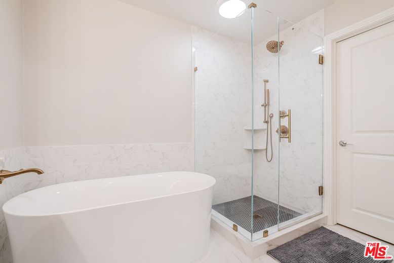 Bathroom, Free Standing Baths, Glass Shower, Interior, Marble Walls