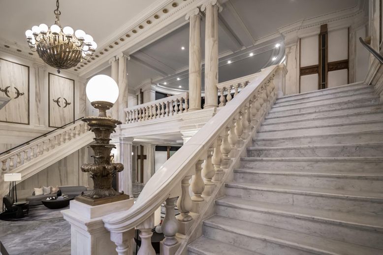 Chandelier, Interior, Marble, Recessed Lighting