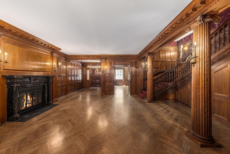 Fireplace, Interior, Wood Texture Flooring, Wooden Walls
