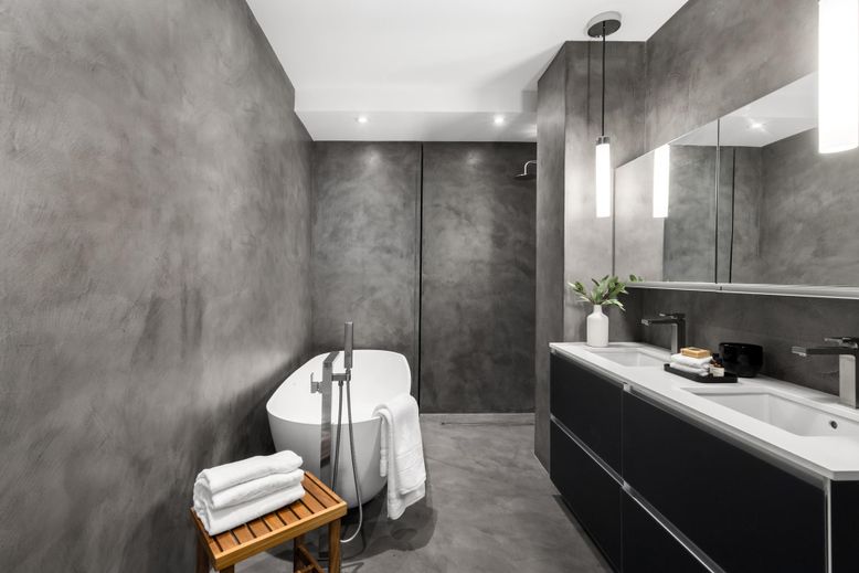 Bathroom, Dual Sink Vanities, Free Standing Baths, Interior, Pendant Lights, Recessed Lighting