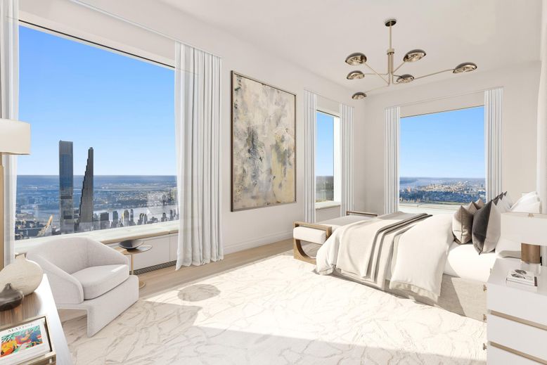 Bedroom, Interior, Marble, Pendant Lights, Water