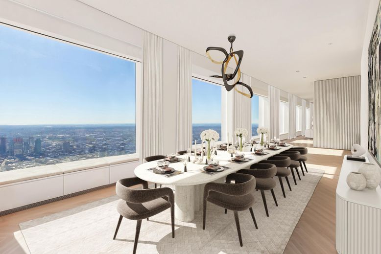 Dining room, Interior, Pendant Lights, Recessed Lighting, Water, Wood Texture Flooring