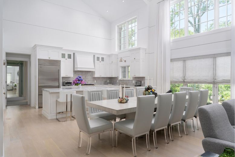 Dining room, Interior, Kitchen, Recessed Lighting, Stainless Steel Appliances, Wood Texture Flooring