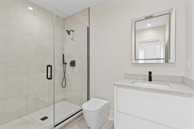 Bathroom, Glass Shower, Interior, Recessed Lighting