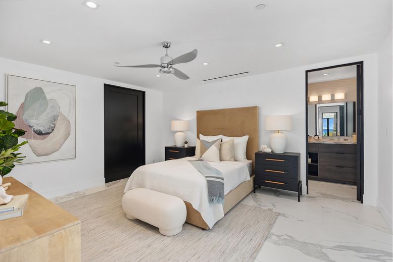 Bedroom, Interior, Marble, Recessed Lighting