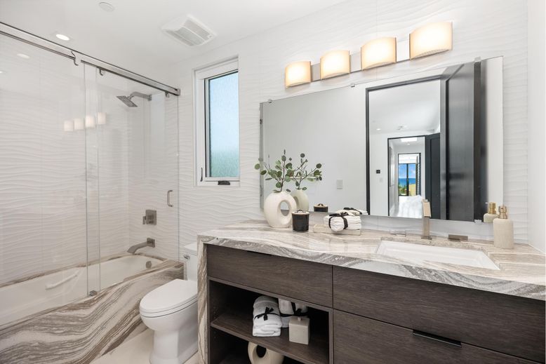 Bathroom, Dual Sink Vanities, Glass Shower, Interior, Recessed Lighting