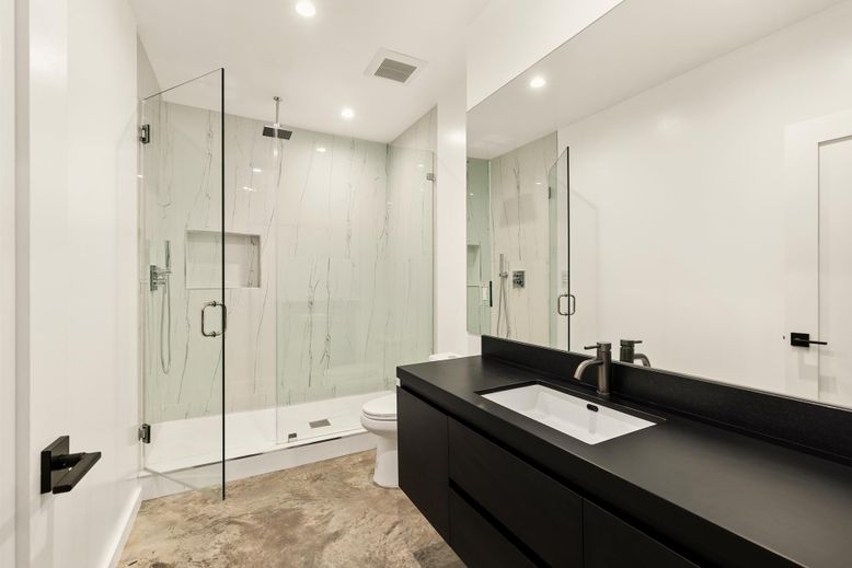 Bathroom, Glass Shower, Interior, Recessed Lighting