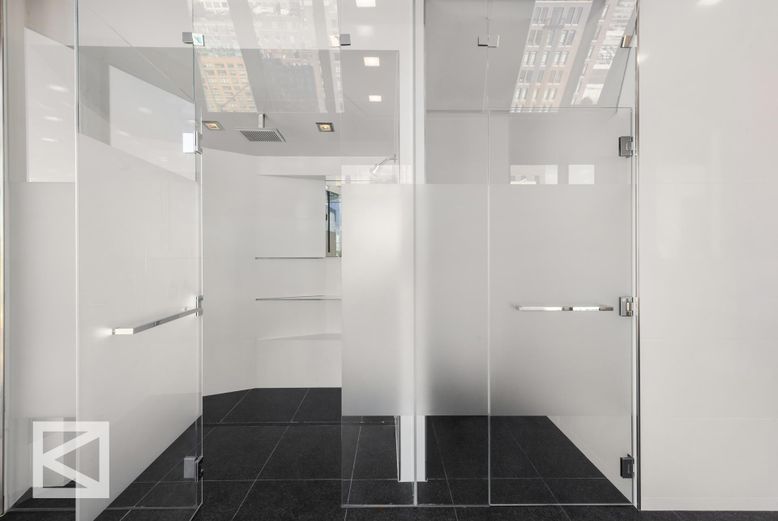 Bathroom, Glass Shower, Interior, Recessed Lighting