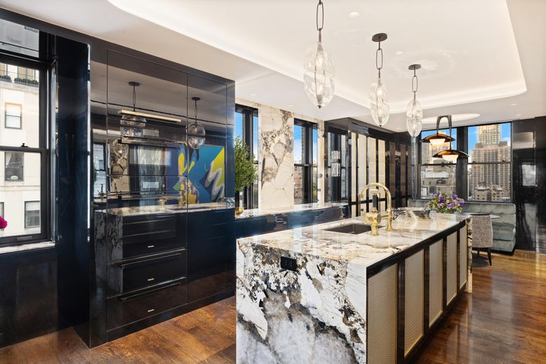 Interior, Kitchen, Pendant Lights, Recessed Lighting, Wood Texture Flooring