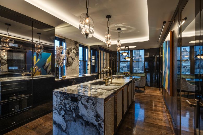 Interior, Kitchen, Pendant Lights, Wood Texture Flooring